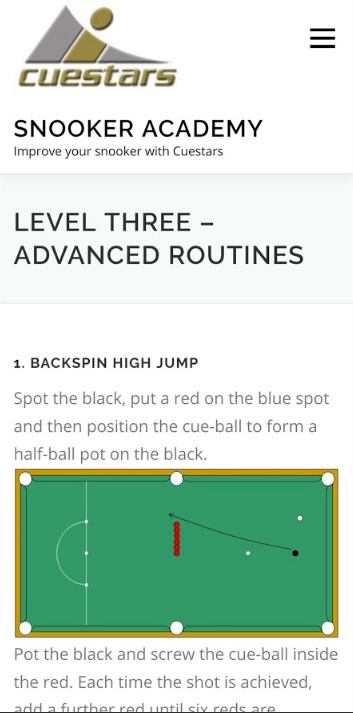 A routine in the Cuestars Snooker Academy app